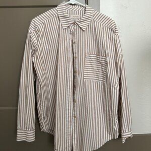 Brixton Sidney Stripe Oversize Cotton Shirt in Mojave